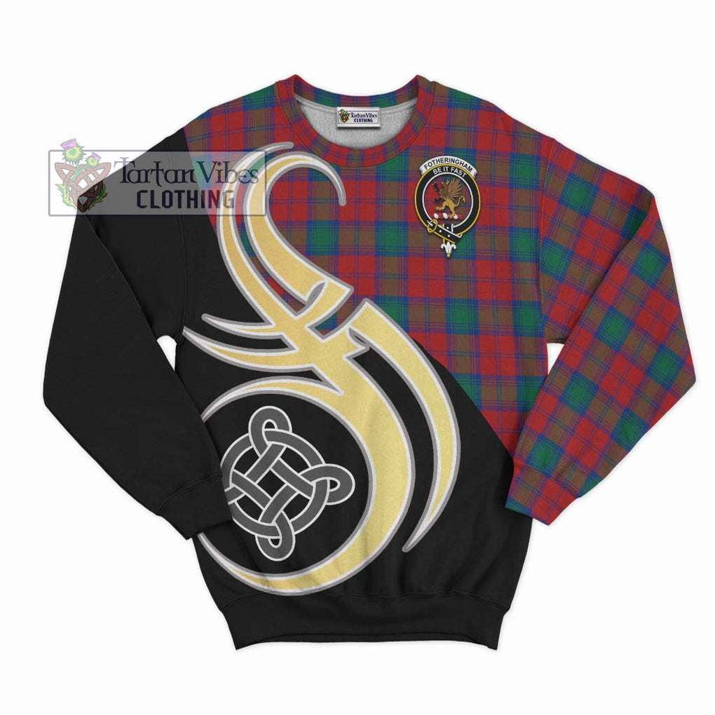 Fotheringham (Fotheringhame) Tartan Sweatshirt with Family Crest and Celtic Symbol Style - Tartan Vibes Clothing