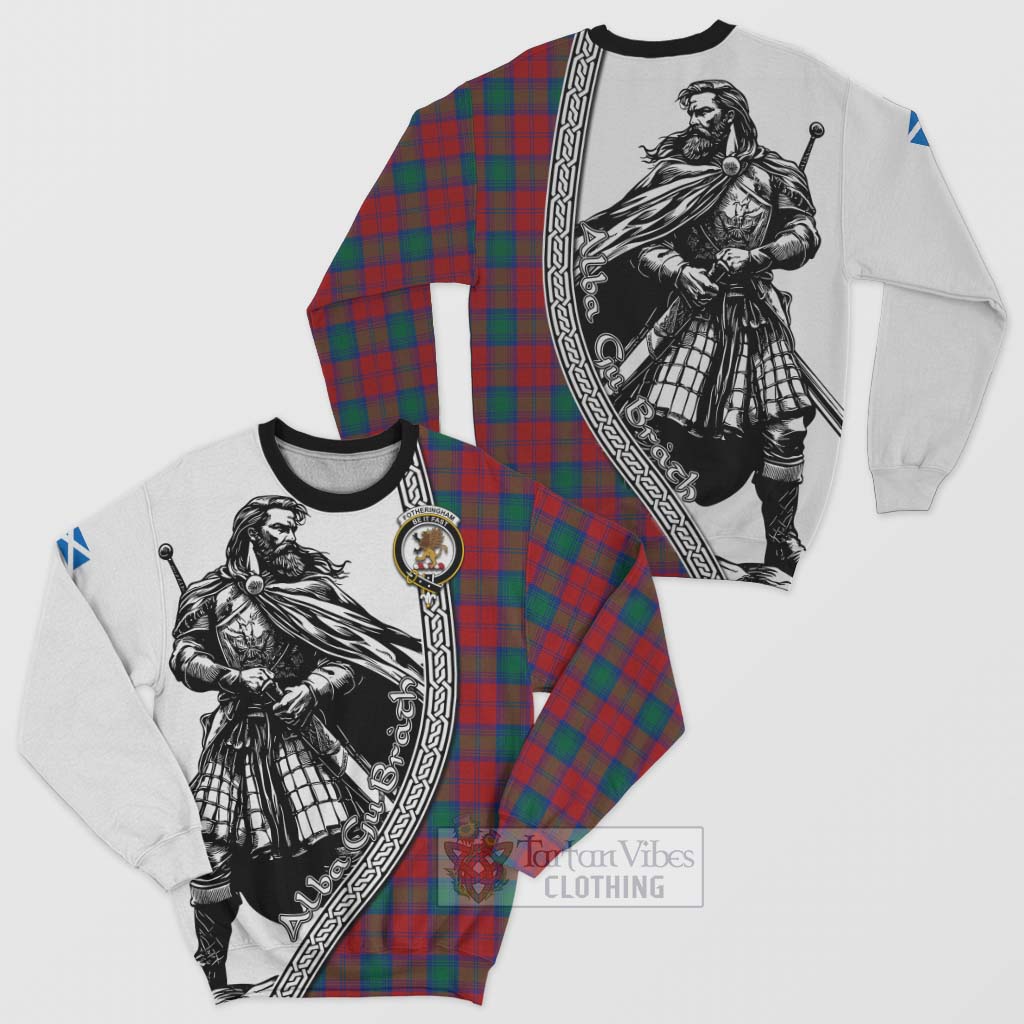 Tartan Vibes Clothing Fotheringham (Fotheringhame) Tartan Clan Crest Sweatshirt with Highlander Warrior Celtic Style