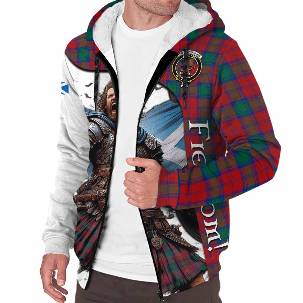 Tartan Vibes Clothing Fotheringham (Fotheringhame) Crest Tartan Sherpa Hoodie Inspired by the Freedom of Scottish Warrior