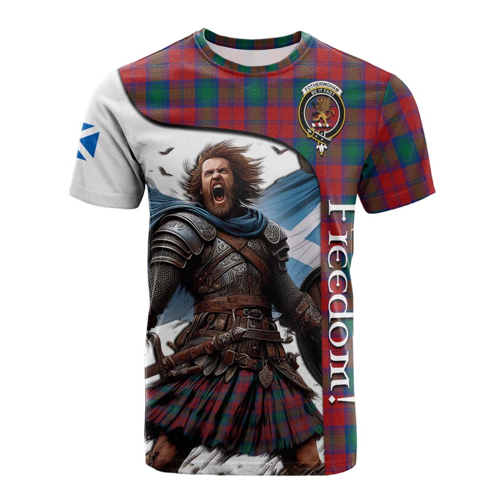 Tartan Vibes Clothing Fotheringham (Fotheringhame) Crest Tartan Cotton T-shirt Inspired by the Freedom of Scottish Warrior