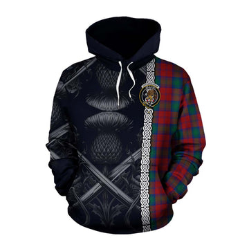 Fotheringham (Fotheringhame) Tartan Cotton Hoodie with Family Crest Cross Sword Thistle Celtic Vibes