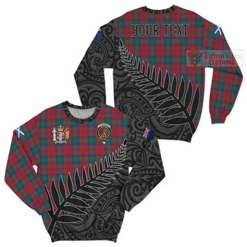 Fotheringham (Fotheringhame) Crest Tartan Sweatshirt with New Zealand Silver Fern Half Style