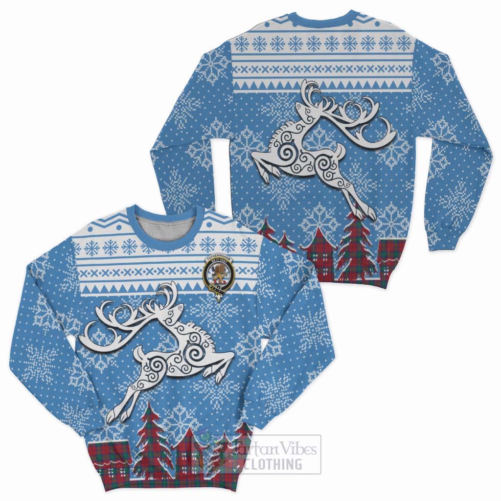 Tartan Vibes Clothing Fotheringham (Fotheringhame) Clan Christmas Sweatshirt Celtic Reindeer Style