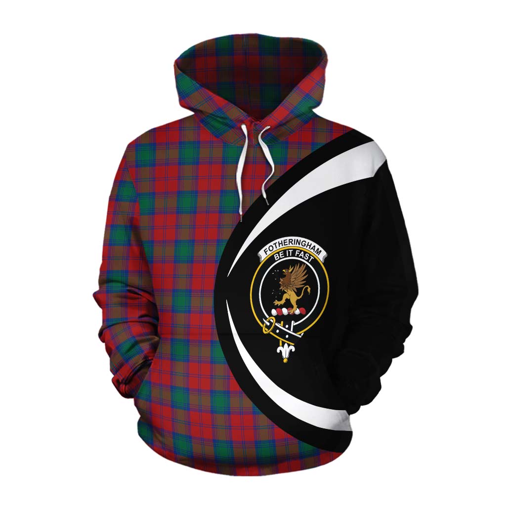 Tartan Vibes Clothing Fotheringham (Fotheringhame) Tartan Cotton Hoodie with Family Crest Circle Style