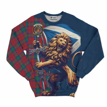 Fotheringham (Fotheringhame) Tartan Family Crest Sweatshirt with Scottish Majestic Lion