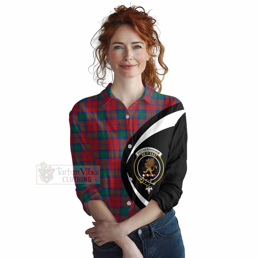 Tartan Vibes Clothing Fotheringham (Fotheringhame) Tartan Women's Casual Shirt with Family Crest Circle Style