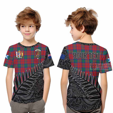 Fotheringham (Fotheringhame) Crest Tartan Kid T-Shirt with New Zealand Silver Fern Half Style