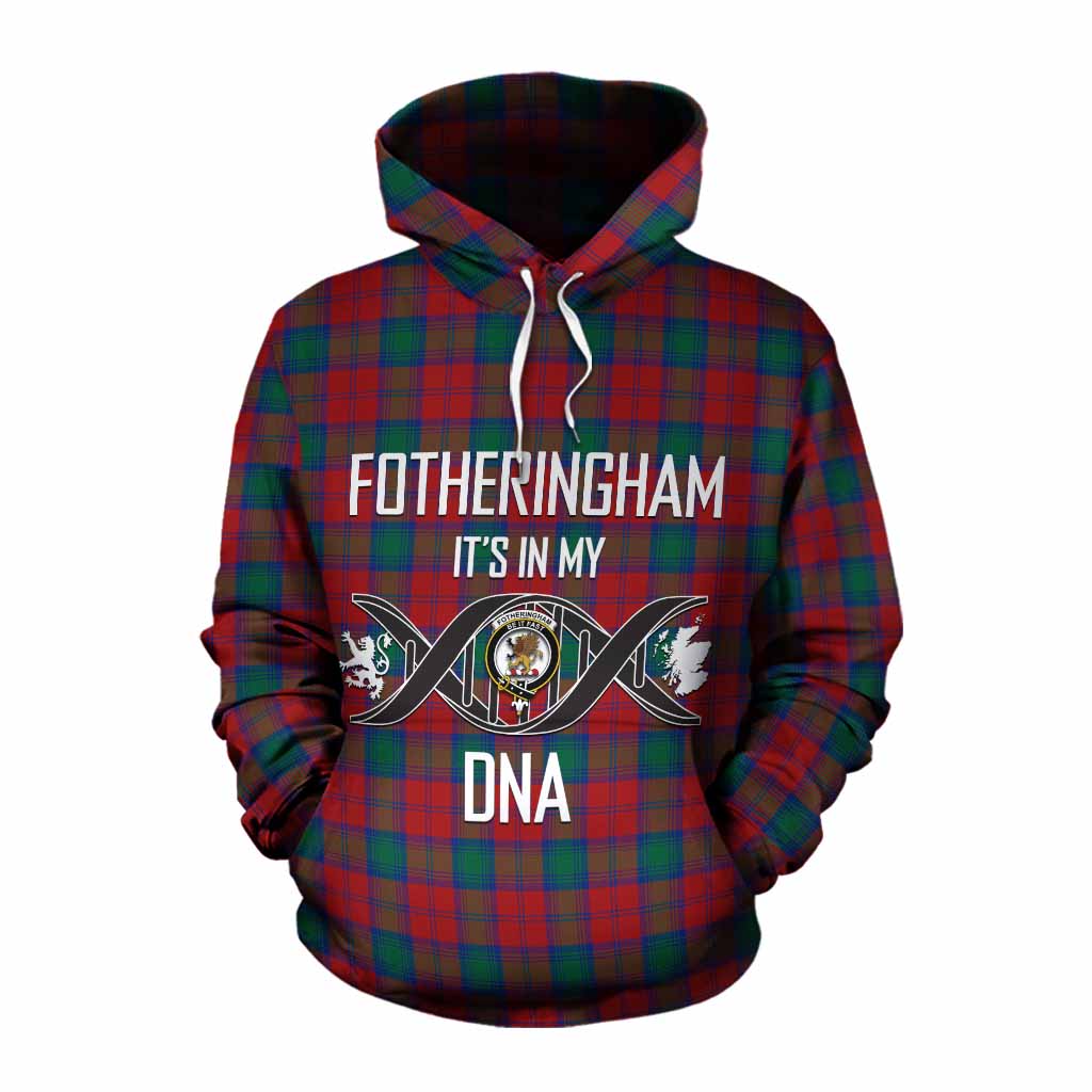 Tartan Vibes Clothing Fotheringham (Fotheringhame) Tartan Cotton Hoodie with Family Crest DNA In Me Style