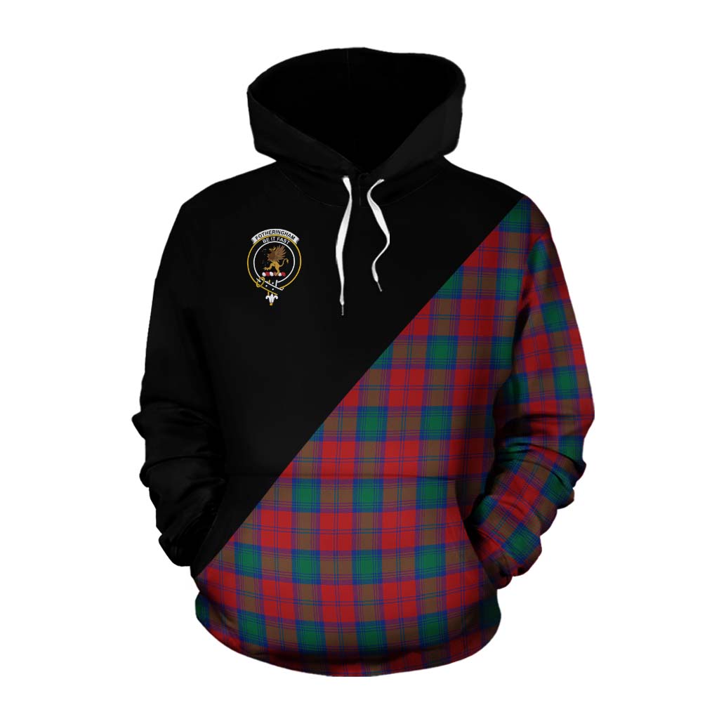 Tartan Vibes Clothing Fotheringham (Fotheringhame) Tartan Cotton Hoodie with Family Crest and Military Logo Style