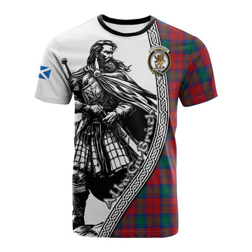 Fotheringham (Fotheringhame) Tartan Clan Crest Cotton T-shirt with Highlander Warrior Celtic Style