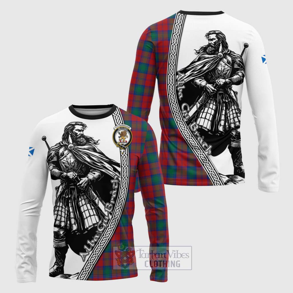 Tartan Vibes Clothing Fotheringham (Fotheringhame) Tartan Clan Crest Long Sleeve T-Shirt with Highlander Warrior Celtic Style