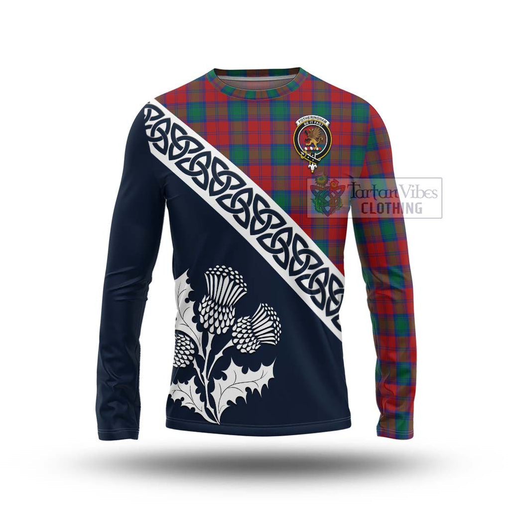 Tartan Vibes Clothing Fotheringham (Fotheringhame) Tartan Long Sleeve T-Shirt Featuring Thistle and Scotland Map