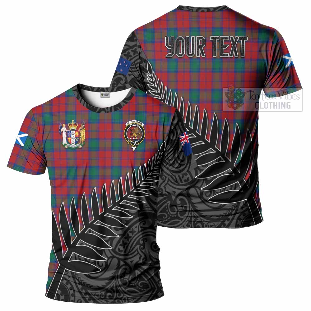 Tartan Vibes Clothing Fotheringham (Fotheringhame) Crest Tartan T-Shirt with New Zealand Silver Fern Half Style