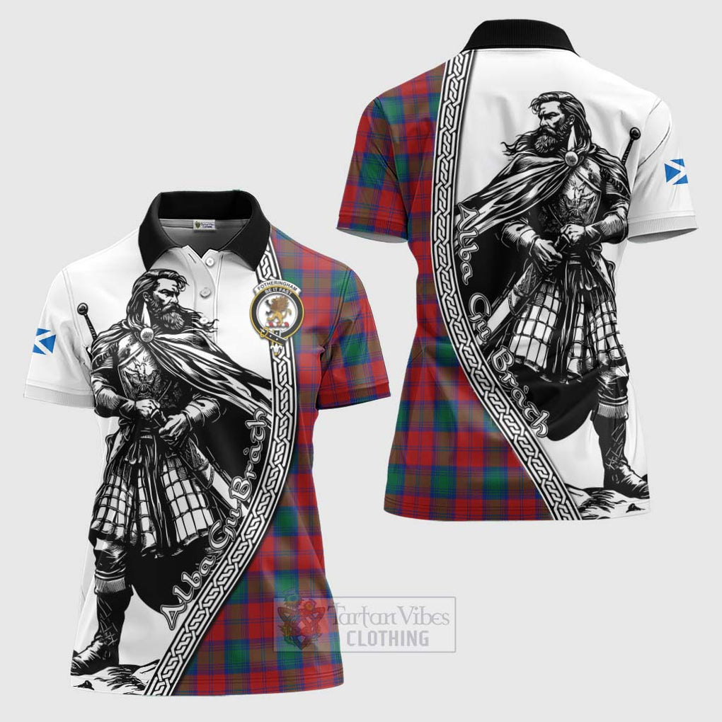 Tartan Vibes Clothing Fotheringham (Fotheringhame) Tartan Clan Crest Women's Polo Shirt with Highlander Warrior Celtic Style