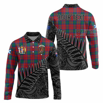 Fotheringham (Fotheringhame) Crest Tartan Long Sleeve Polo Shirt with New Zealand Silver Fern Half Style