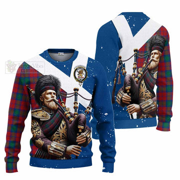 Fotheringham (Fotheringhame) Tartan Knitted Sweater with Family Crest Scottish Bagpiper Vibes