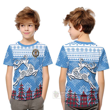 Fotheringham (Fotheringhame) Clan Christmas Kid T-Shirt Celtic Reindeer Style