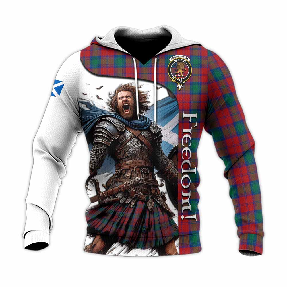 Tartan Vibes Clothing Fotheringham (Fotheringhame) Crest Tartan Knitted Hoodie Inspired by the Freedom of Scottish Warrior