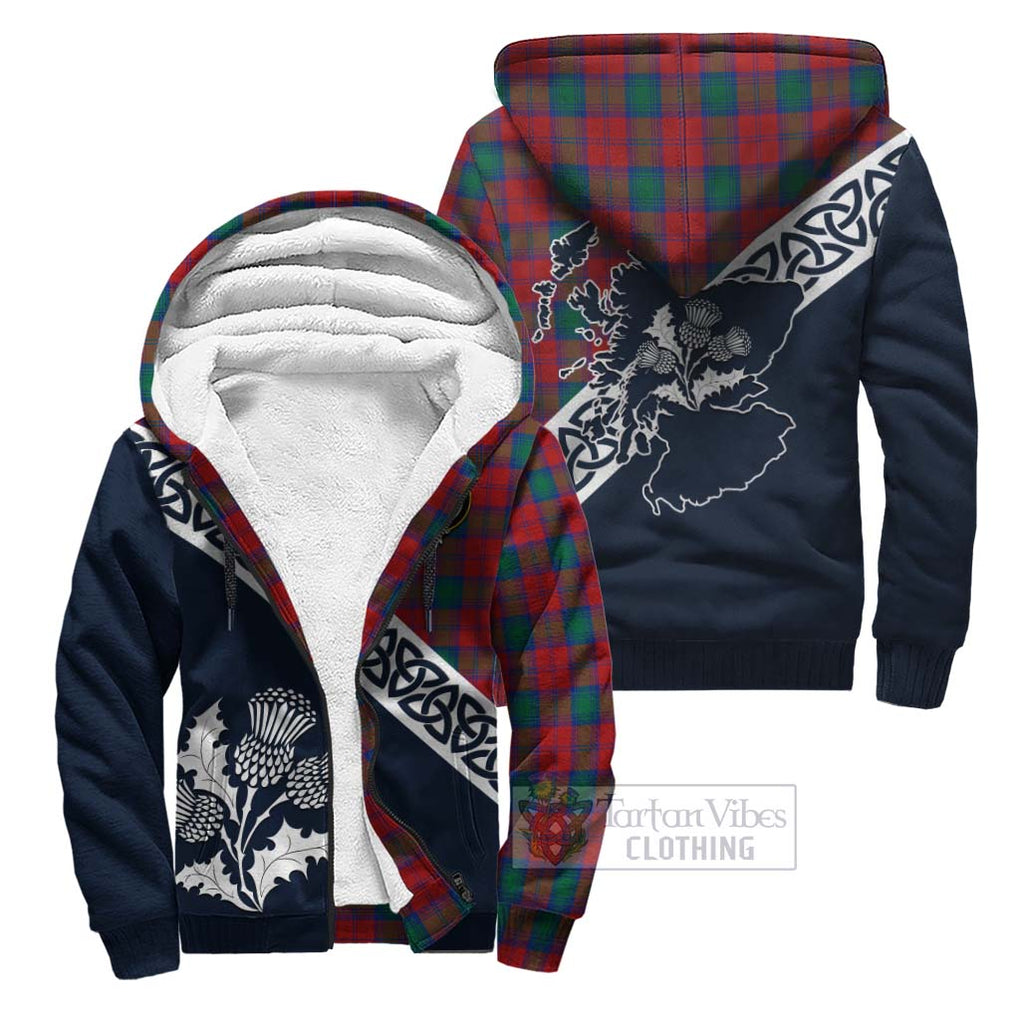 Tartan Vibes Clothing Fotheringham (Fotheringhame) Tartan Sherpa Hoodie Featuring Thistle and Scotland Map