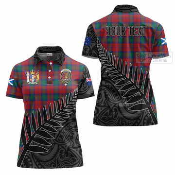 Fotheringham (Fotheringhame) Crest Tartan Women's Polo Shirt with New Zealand Silver Fern Half Style