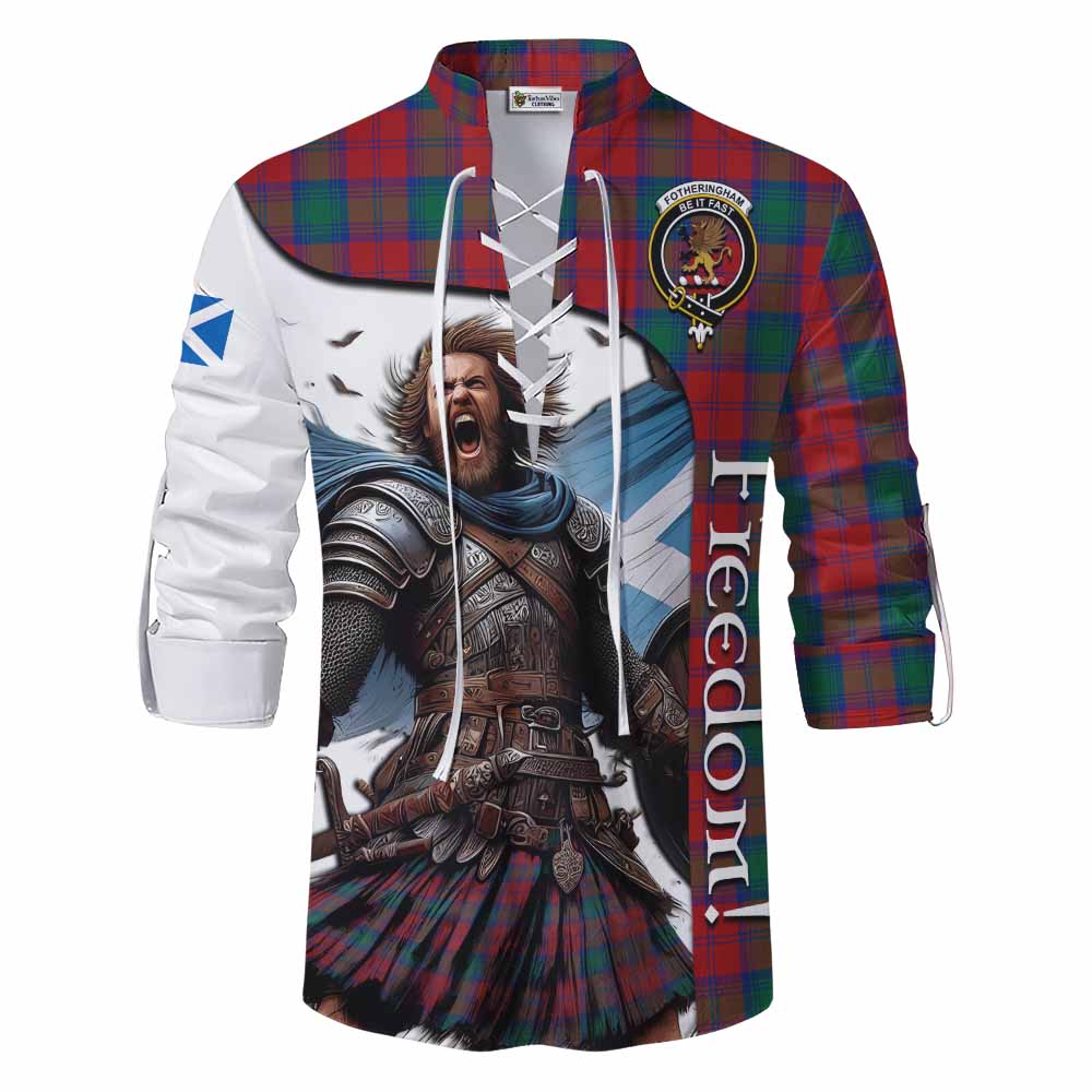 Tartan Vibes Clothing Fotheringham (Fotheringhame) Crest Tartan Ghillie Kilt Shirt Inspired by the Freedom of Scottish Warrior