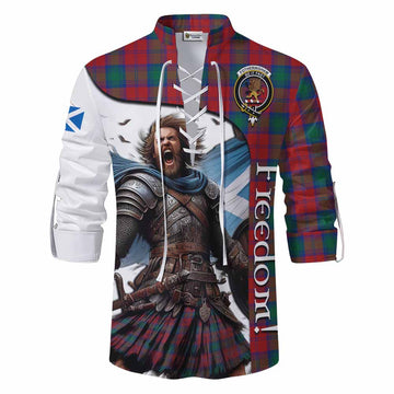 Fotheringham (Fotheringhame) Crest Tartan Ghillie Kilt Shirt Inspired by the Freedom of Scottish Warrior