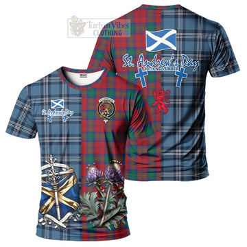 Fotheringham (Fotheringhame) Tartan T-Shirt Happy St. Andrew's Day Half Tartan Style