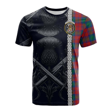 Fotheringham (Fotheringhame) Tartan Cotton T-shirt with Family Crest Cross Sword Thistle Celtic Vibes