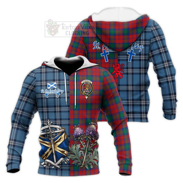 Fotheringham (Fotheringhame) Tartan Knitted Hoodie Happy St. Andrew's Day Half Tartan Style