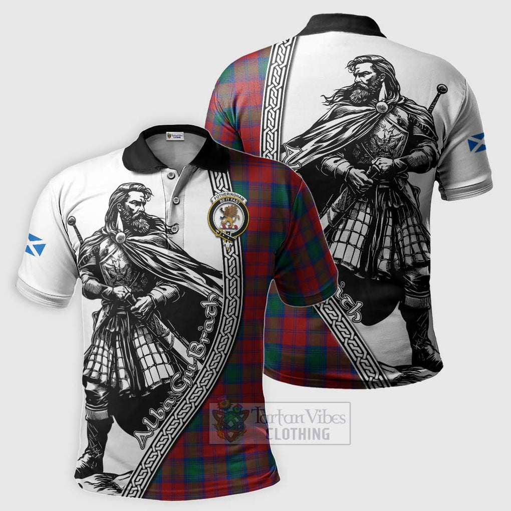 Tartan Vibes Clothing Fotheringham (Fotheringhame) Tartan Clan Crest Polo Shirt with Highlander Warrior Celtic Style