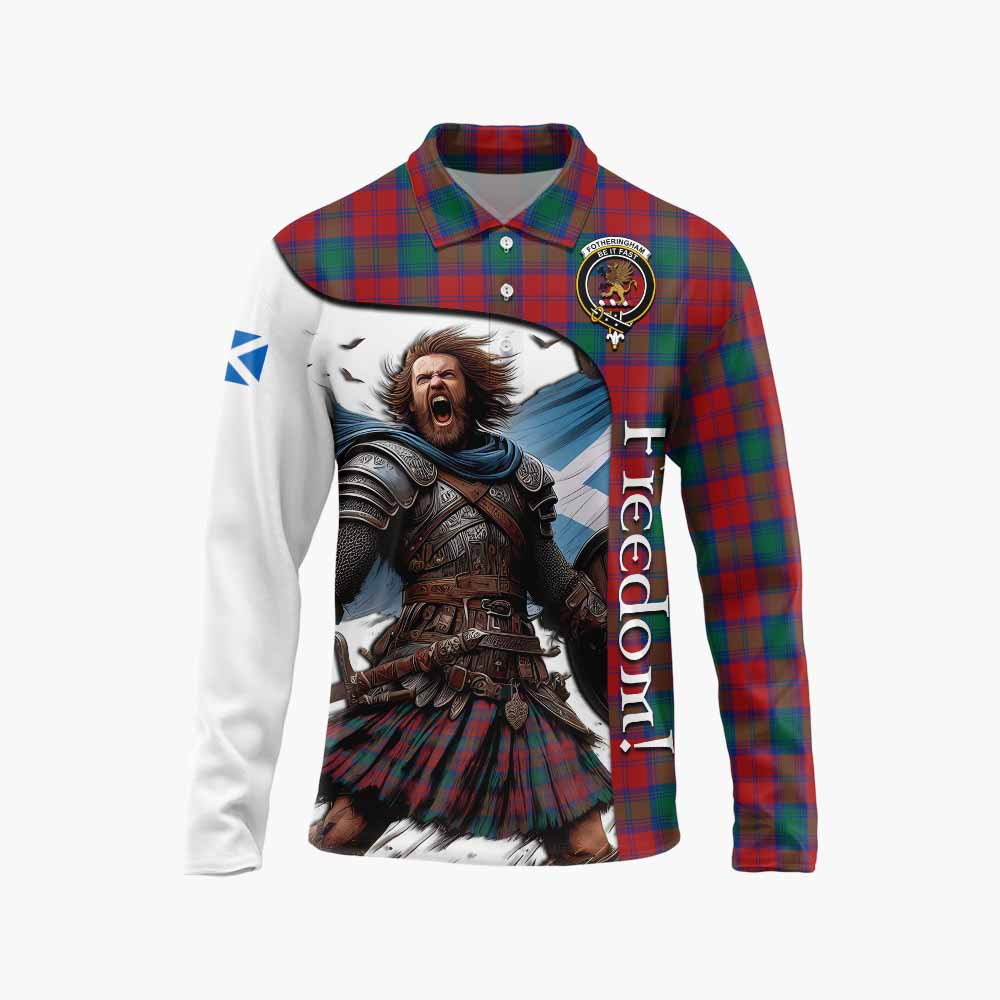 Tartan Vibes Clothing Fotheringham (Fotheringhame) Crest Tartan Long Sleeve Polo Shirt Inspired by the Freedom of Scottish Warrior