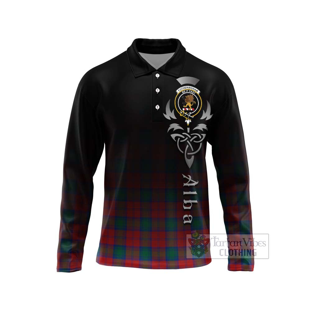 Tartan Vibes Clothing Fotheringham (Fotheringhame) Tartan Long Sleeve Polo Shirt Featuring Alba Gu Brath Family Crest Celtic Inspired