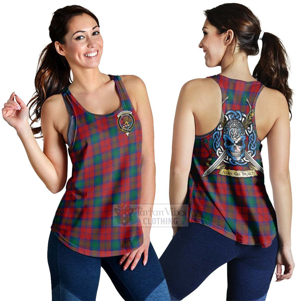 Tartan Vibes Clothing Fotheringham (Fotheringhame) Tartan Women's Racerback Tanks with Family Crest Celtic Skull Style