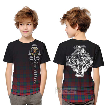 Fotheringham (Fotheringhame) Tartan Kid T-Shirt Featuring Alba Gu Brath Family Crest Celtic Inspired