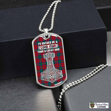 Fotheringham (Fotheringhame) Tartan Dog Tag Necklace Viking Mjolnir Style