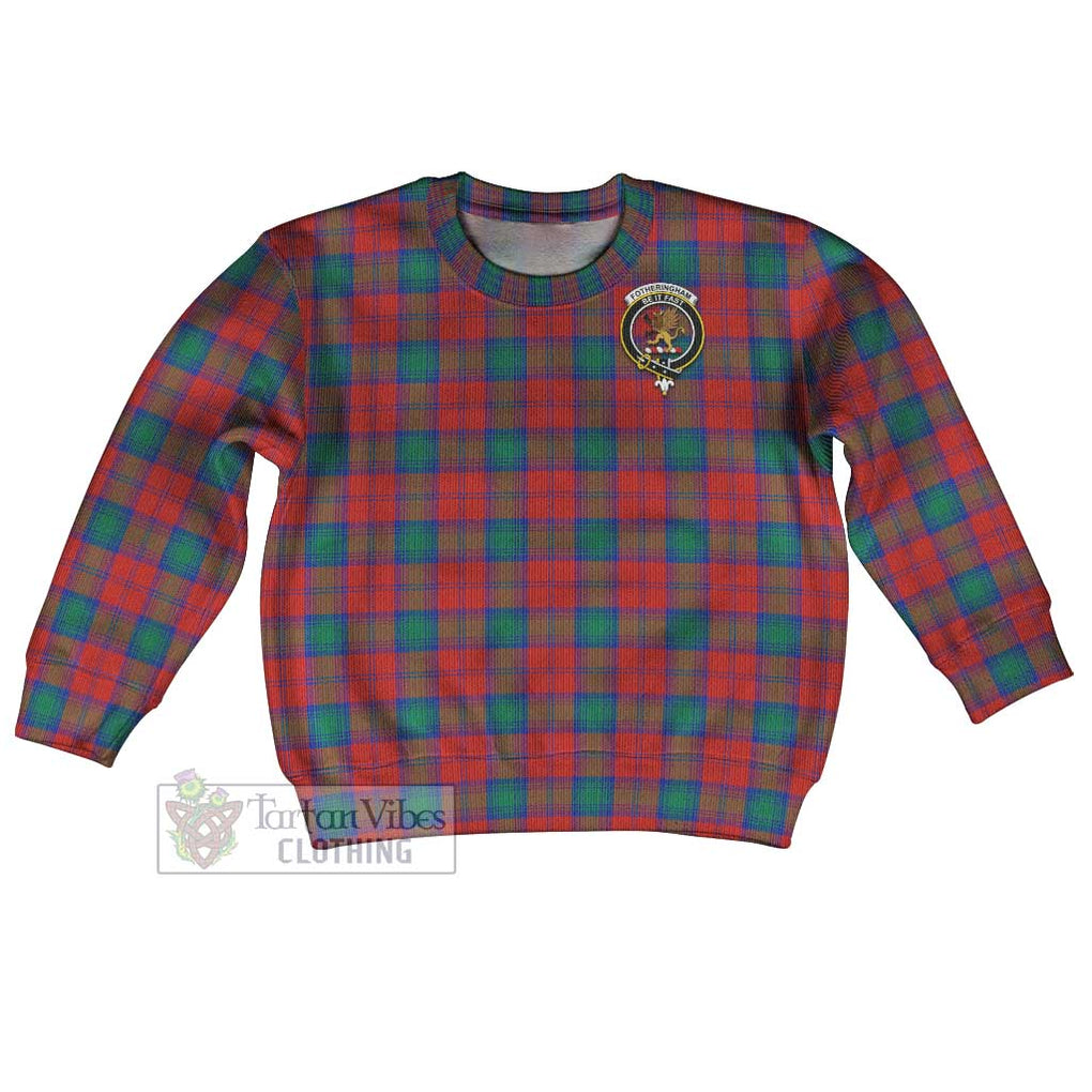 Tartan Vibes Clothing Fotheringham (Fotheringhame) Tartan Kid Ugly Sweater with Family Crest