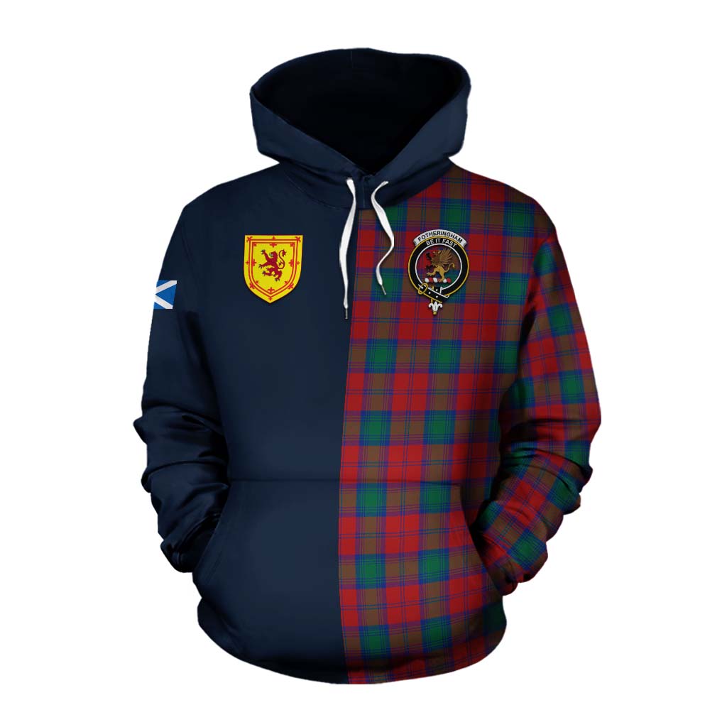 Tartan Vibes Clothing Fotheringham (Fotheringhame) Tartan Cotton Hoodie Alba with Scottish Lion Royal Arm Half Style