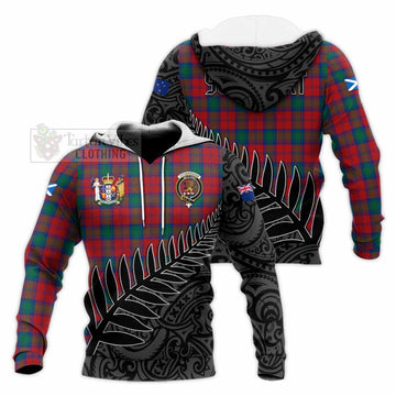 Fotheringham (Fotheringhame) Crest Tartan Knitted Hoodie with New Zealand Silver Fern Half Style