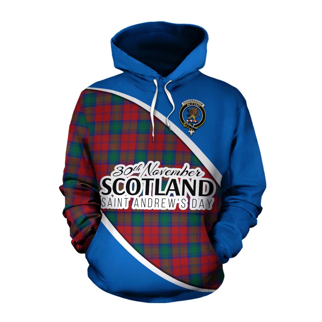 Tartan Vibes Clothing Fotheringham (Fotheringhame) Family Crest Tartan Cotton Hoodie Celebrate Saint Andrew's Day in Style