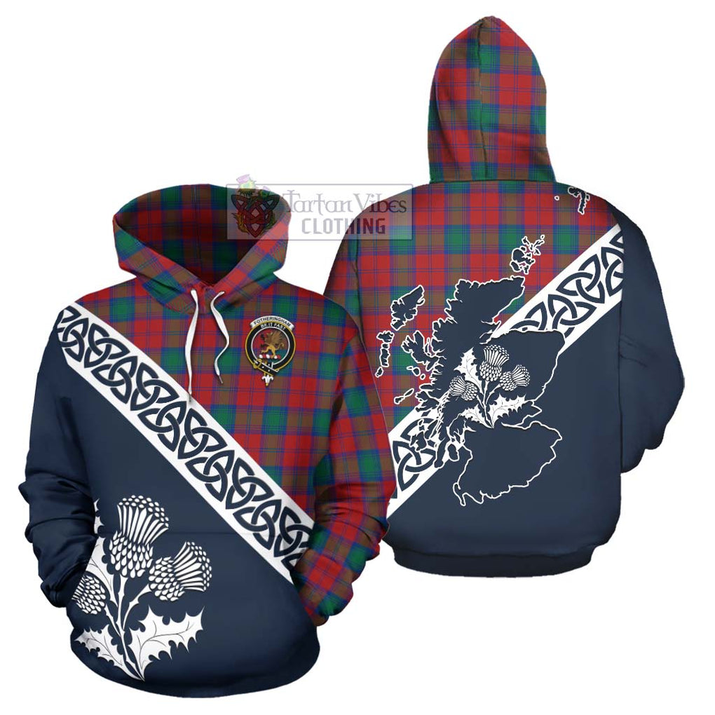 Tartan Vibes Clothing Fotheringham (Fotheringhame) Tartan Hoodie Featuring Thistle and Scotland Map