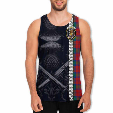 Fotheringham (Fotheringhame) Tartan Men's Tank Top with Family Crest Cross Sword Thistle Celtic Vibes