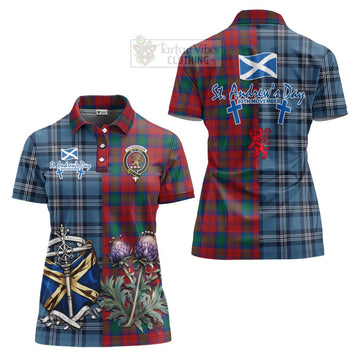 Fotheringham (Fotheringhame) Tartan Women's Polo Shirt Happy St. Andrew's Day Half Tartan Style