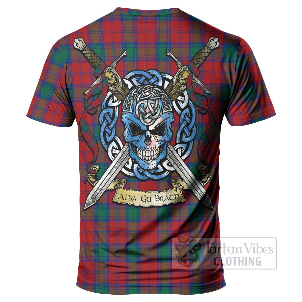 Tartan Vibes Clothing Fotheringham (Fotheringhame) Tartan T-Shirt with Family Crest Celtic Skull Style