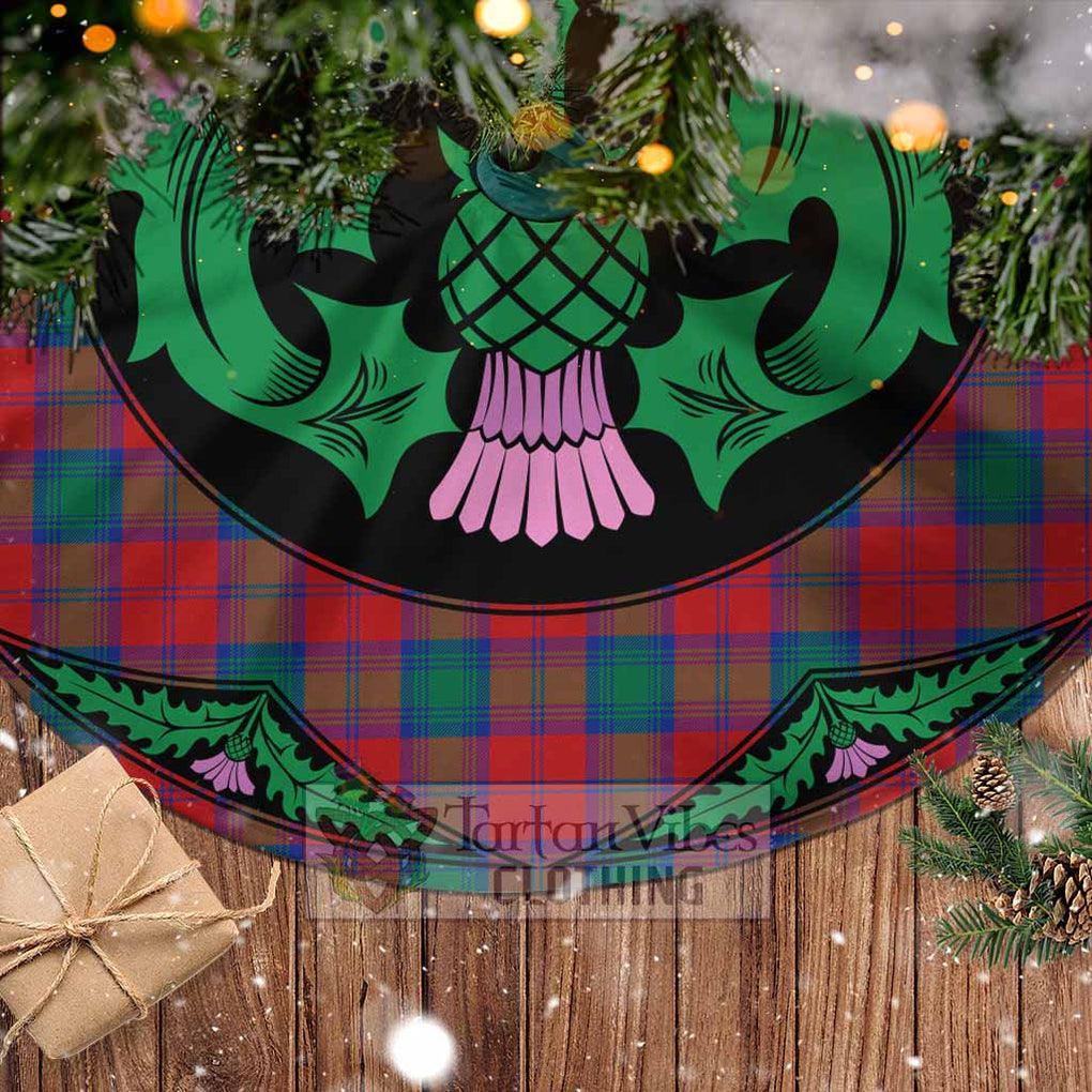 Tartan Vibes Clothing Fotheringham (Fotheringhame) Tartan Christmas Tree Skirt Scottish Thistle Style