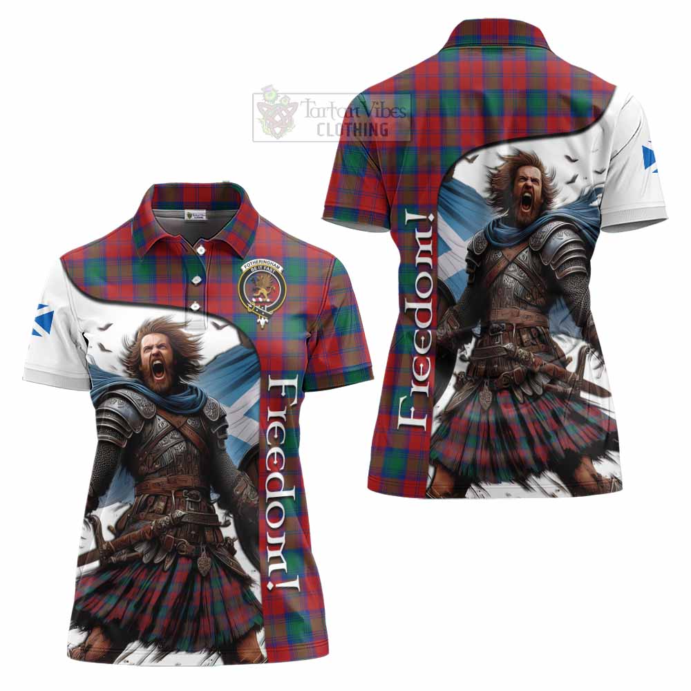 Tartan Vibes Clothing Fotheringham (Fotheringhame) Crest Tartan Women's Polo Shirt Inspired by the Freedom of Scottish Warrior