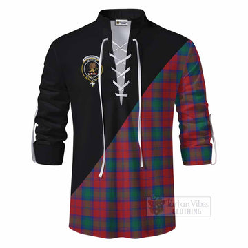 Fotheringham (Fotheringhame) Tartan Ghillie Kilt Shirt with Family Crest and Military Logo Style