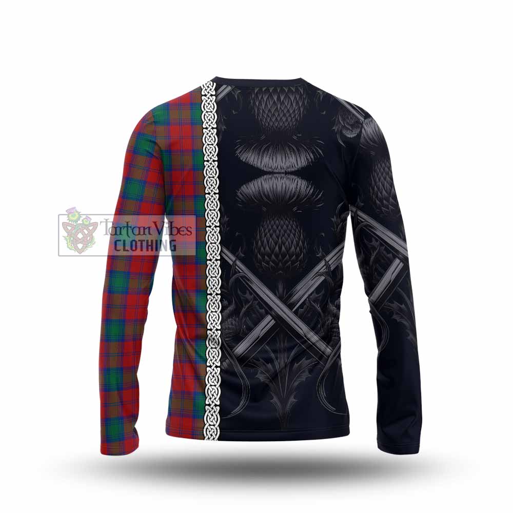 Tartan Vibes Clothing Fotheringham (Fotheringhame) Tartan Long Sleeve T-Shirt with Family Crest Cross Sword Thistle Celtic Vibes