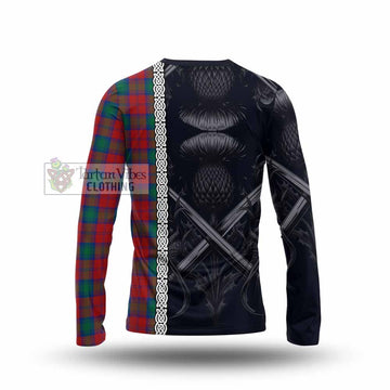 Fotheringham (Fotheringhame) Tartan Long Sleeve T-Shirt with Family Crest Cross Sword Thistle Celtic Vibes