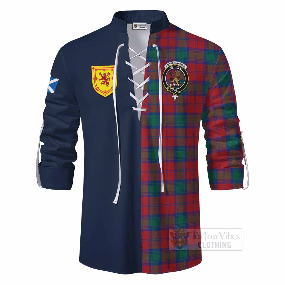 Fotheringham (Fotheringhame) Tartan Ghillie Kilt Shirt Alba with Scottish Lion Royal Arm Half Style