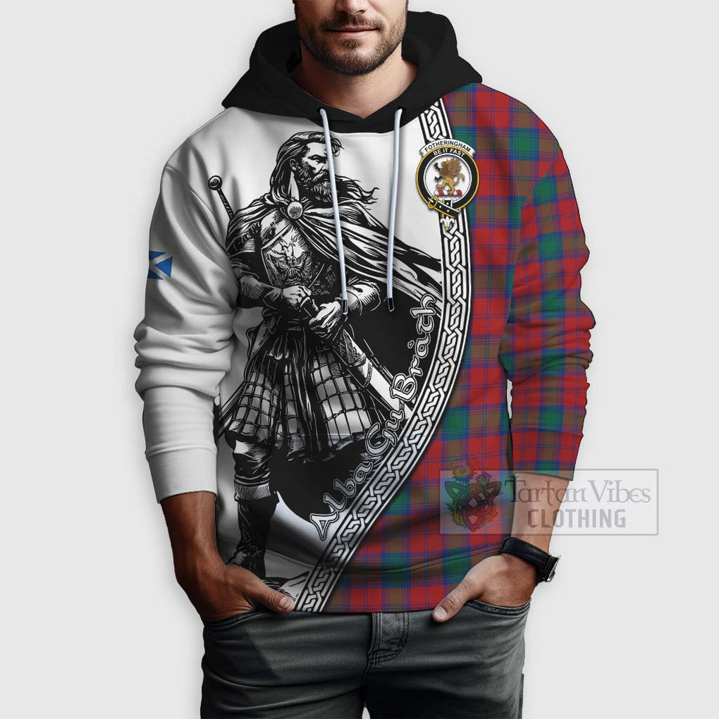 Tartan Vibes Clothing Fotheringham (Fotheringhame) Tartan Clan Crest Hoodie with Highlander Warrior Celtic Style